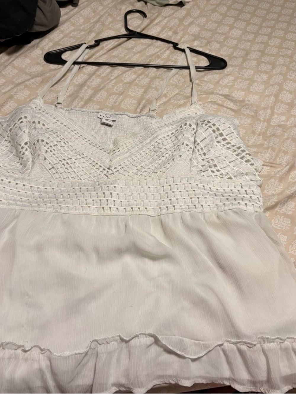 Rue21 White Crochet-Detail Spaghetti Strap Camisole